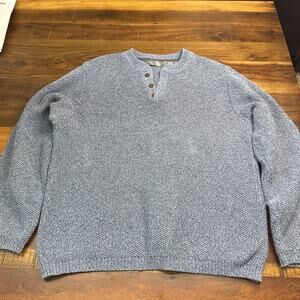 Oscar De La Renta Mens Blue Long Sleeve 1/4 Button Pullover Sweater Size Medium